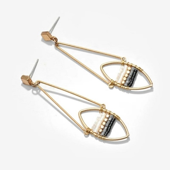 14K Glass Bead Stud Dangle Earrings - Picture 3 of 4